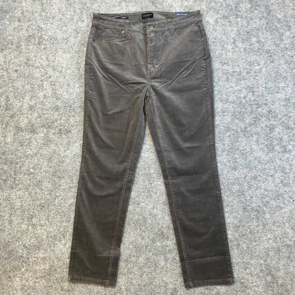 Talbots Corduroy Straight Leg Pants Women's Size 8P‎ Gray Petite Pants